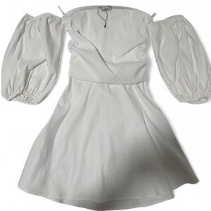 Off the shoulder Zara White puffy Sleeve Dress
